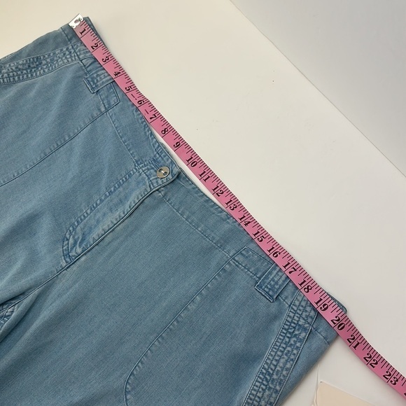 Villager Chambray Wide leg Cropped Pants 18 Tencel Blend Pockets Flowy C… - Picture 7 of 14